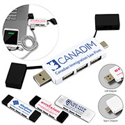 "FREEDOM" 2-in-1 3 Port Mini USB Hub with Type A & Type C Adapter